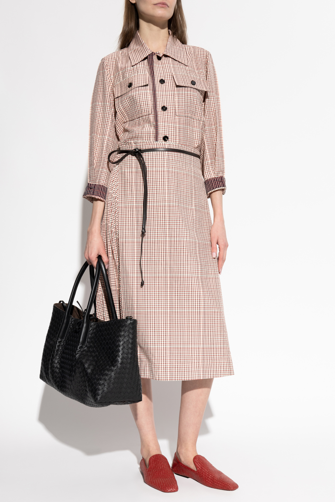 Red Plaid Skirt Bottega Veneta - Vitkac AS